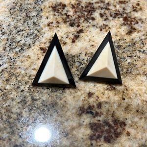 Ivory and black triangle earrings from the 60s